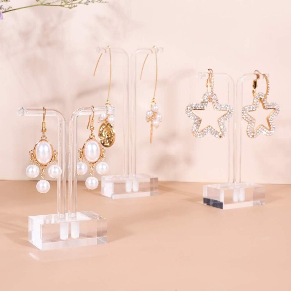 3pcs transparent earring T stand jewelry display for show, acrylic earring hange
